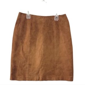 Vintage Suede Leather Chia A-Cut Womens Skirt -Suede leather